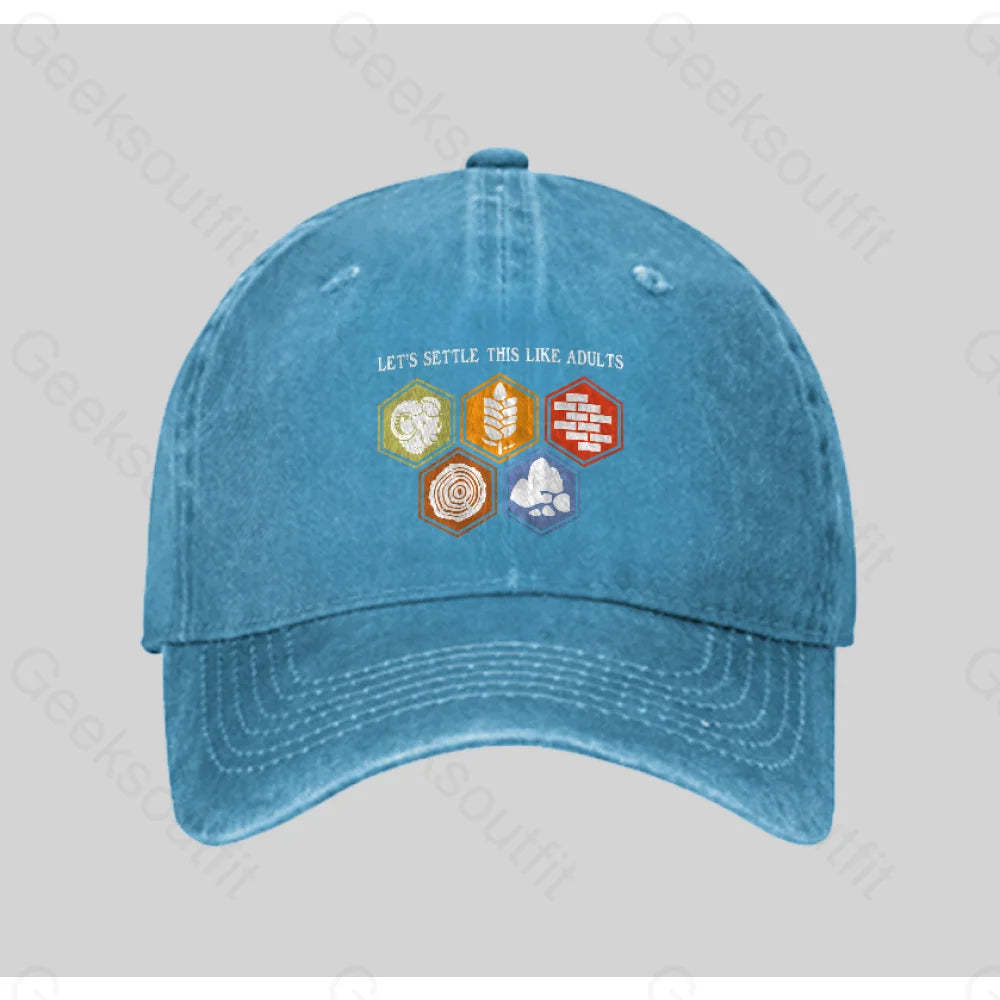 Let¡¯s Settle This Like Adults Washed Vintage Baseball Cap Blue