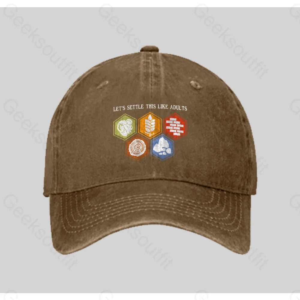 Let¡¯s Settle This Like Adults Washed Vintage Baseball Cap Natural