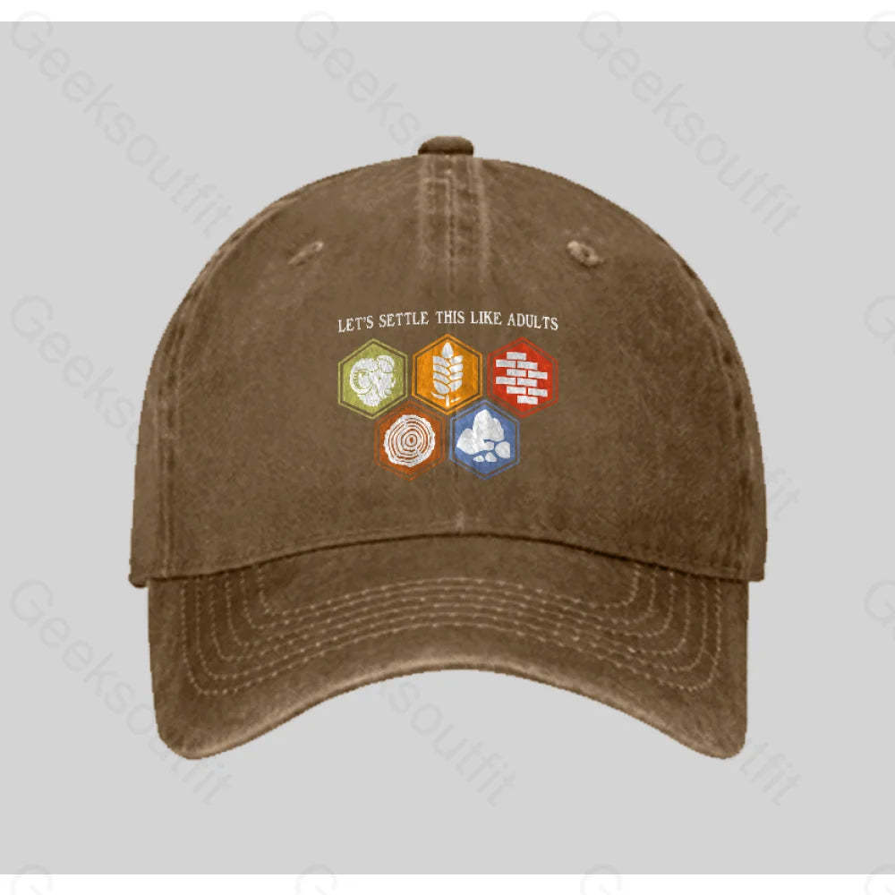 Let¡¯s Settle This Like Adults Washed Vintage Baseball Cap Natural