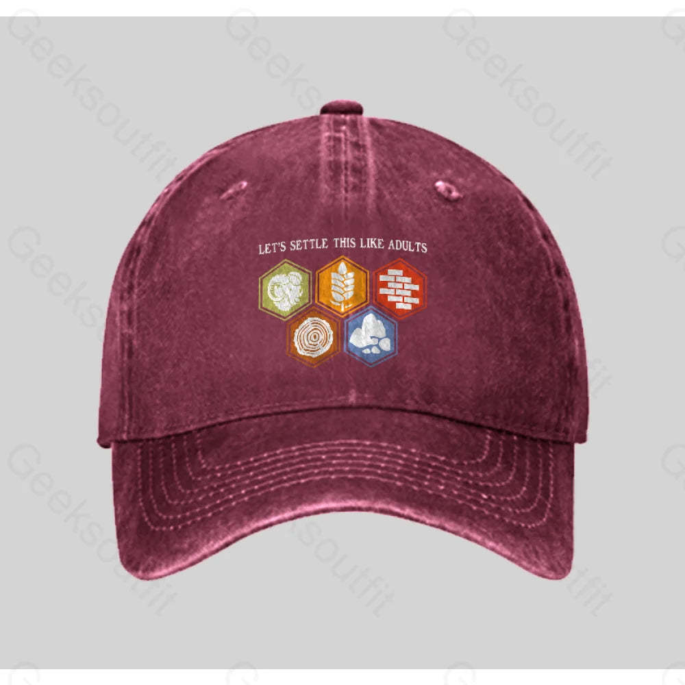 Let¡¯s Settle This Like Adults Washed Vintage Baseball Cap Red