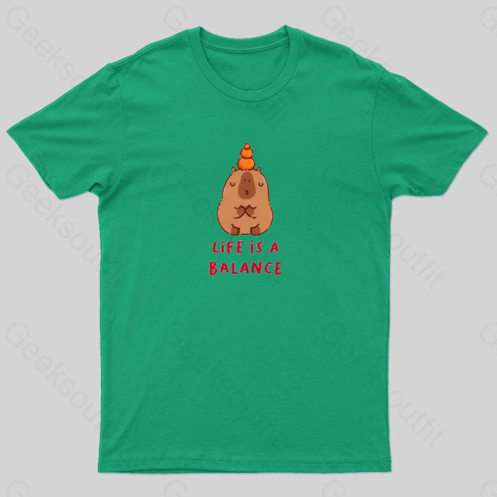 Life Is Balance T-Shirt Green / S