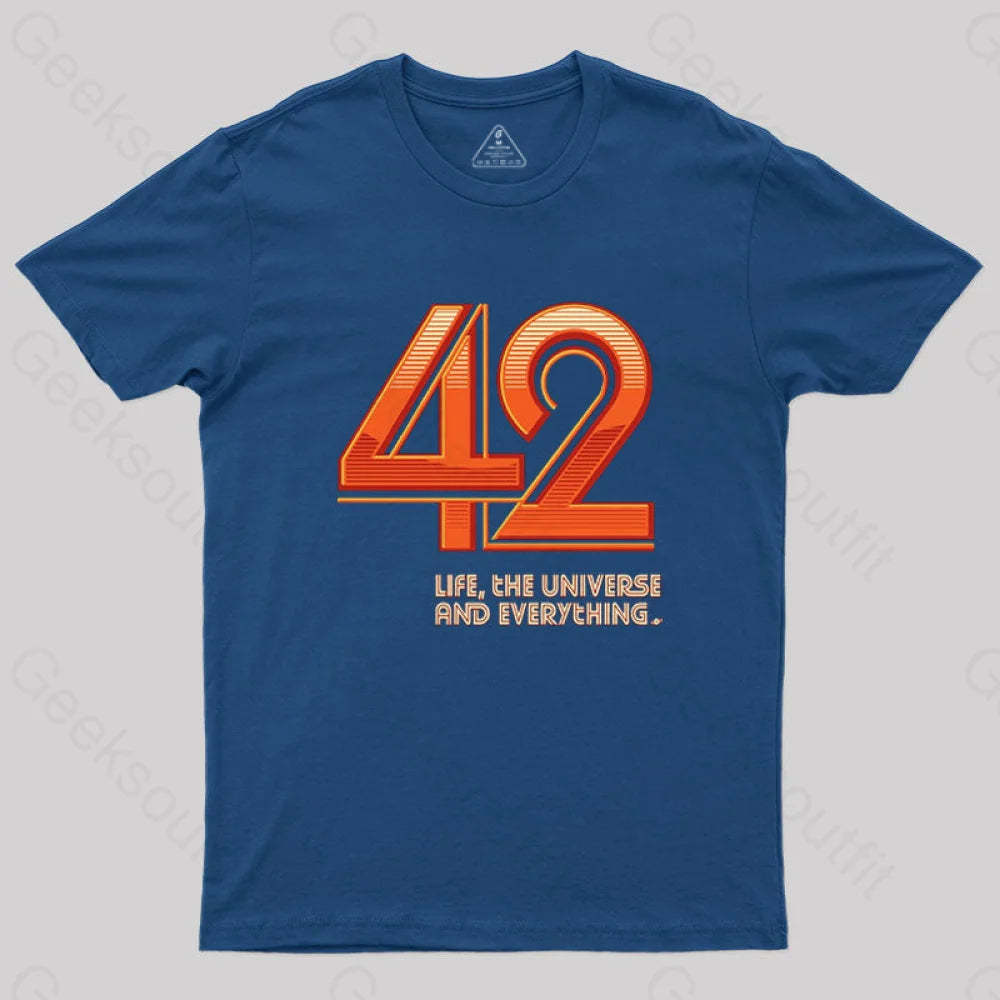 Life The Universe And Everything T-Shirt Navy / S