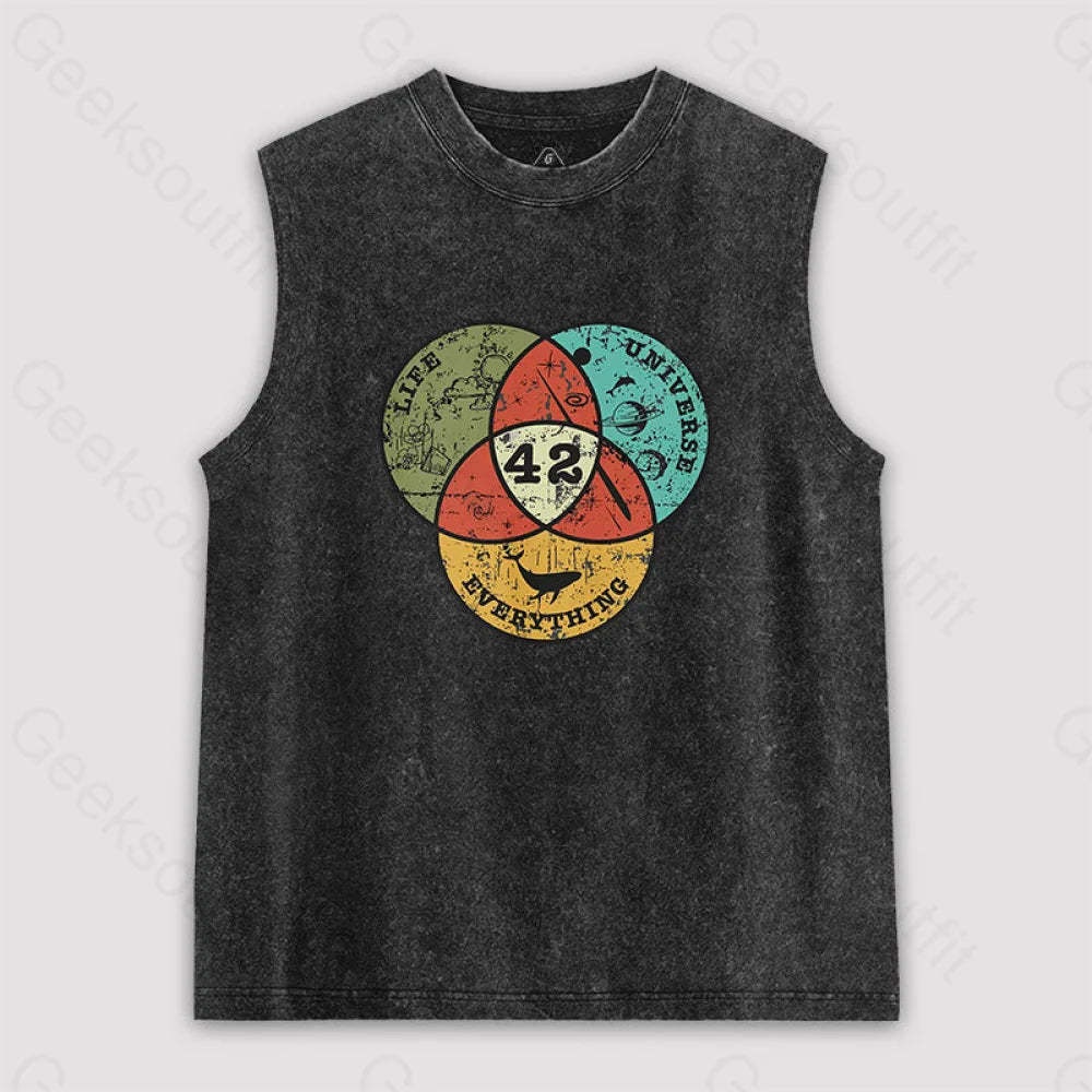 Life The Universe & Everything Unisex Washed Tank Black / S