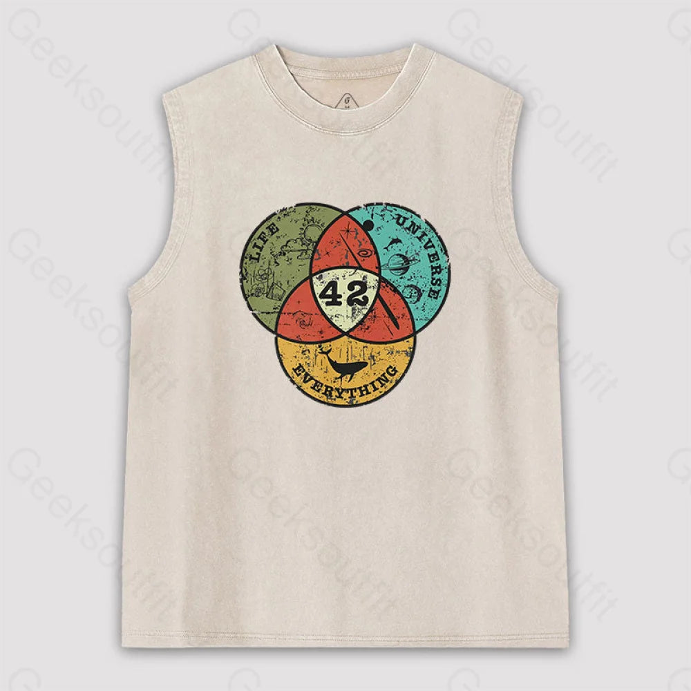 Life The Universe & Everything Unisex Washed Tank Apricot / S