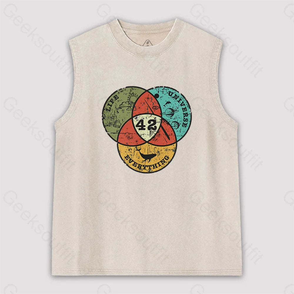 Life The Universe & Everything Unisex Washed Tank Apricot / S