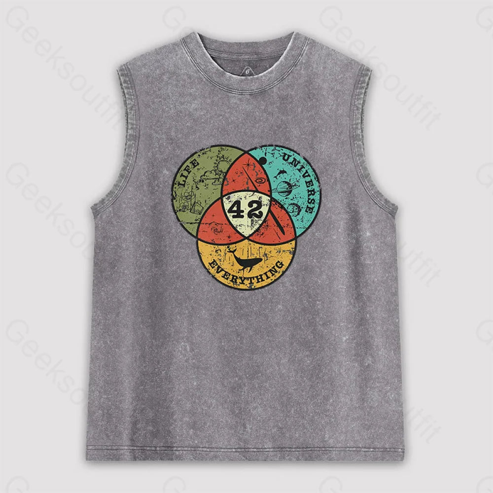 Life The Universe & Everything Unisex Washed Tank Grey / S