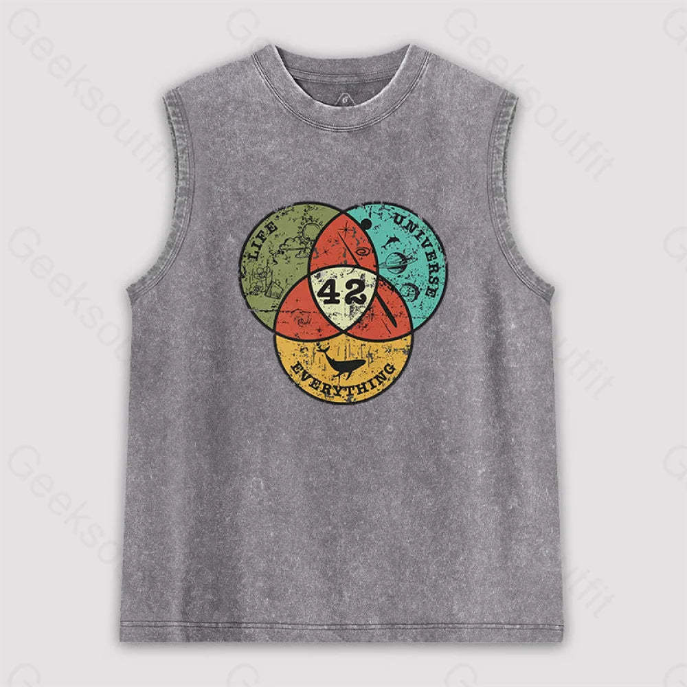 Life The Universe & Everything Unisex Washed Tank Grey / S