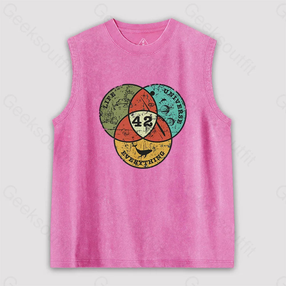 Life The Universe & Everything Unisex Washed Tank Pink / S