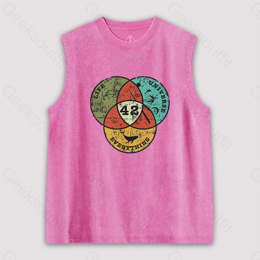 Life The Universe & Everything Unisex Washed Tank Pink / S