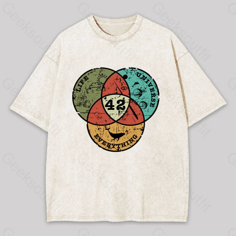 Life The Universe & Everything Washed T-Shirt Apricot / S