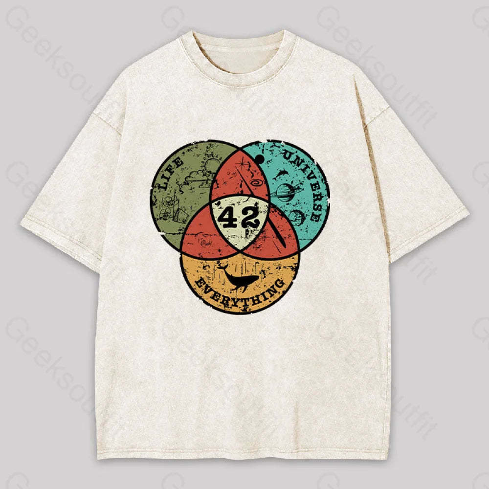Life The Universe & Everything Washed T-Shirt Apricot / S