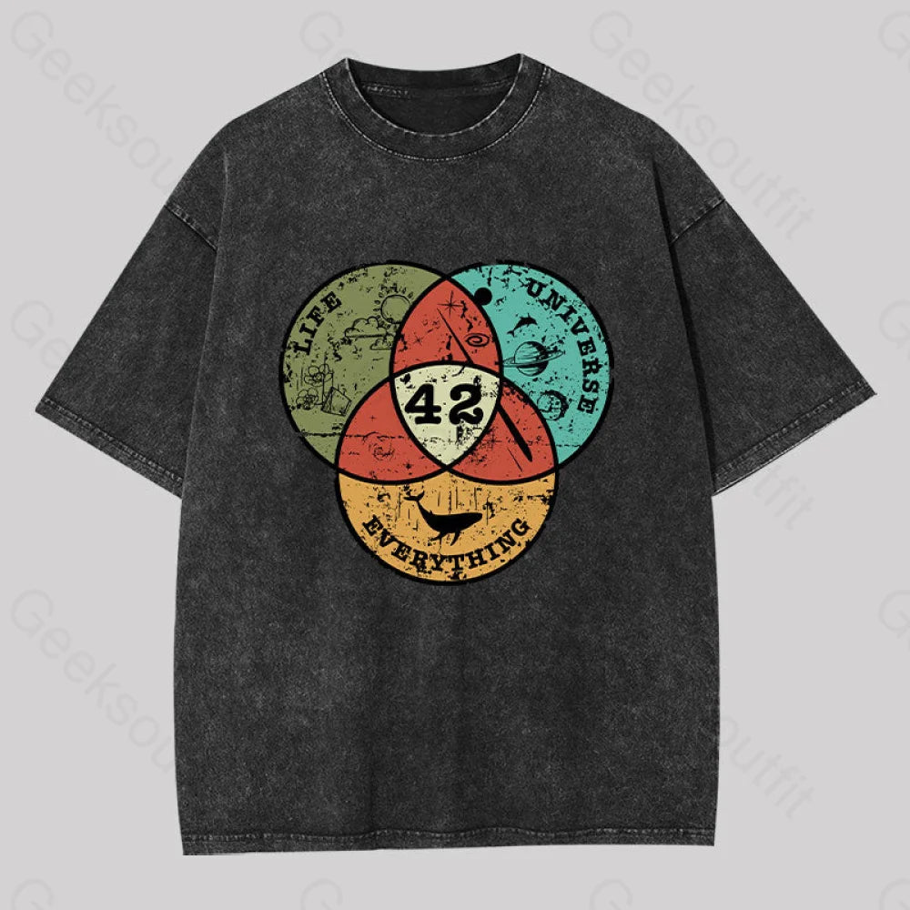 Life The Universe & Everything Washed T-Shirt Black / S