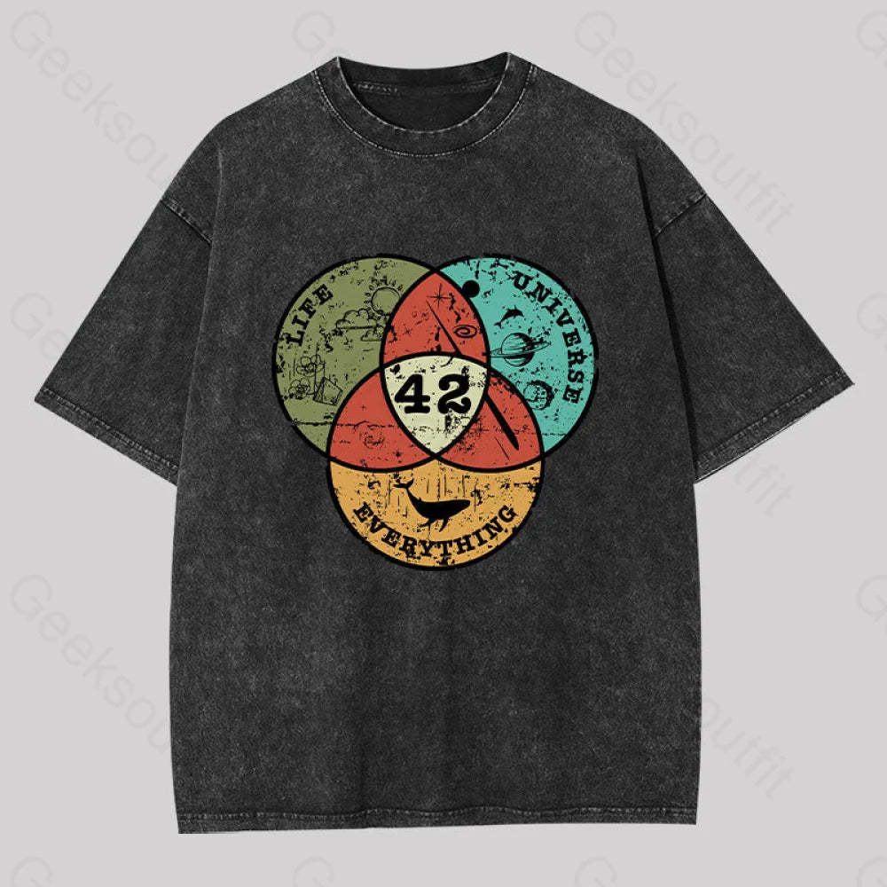 Life The Universe & Everything Washed T-Shirt Black / S