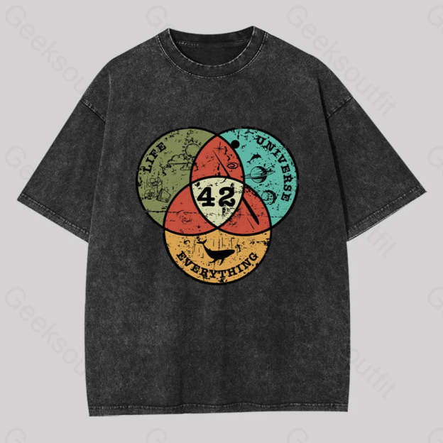 Life The Universe & Everything Washed T-Shirt Black / S