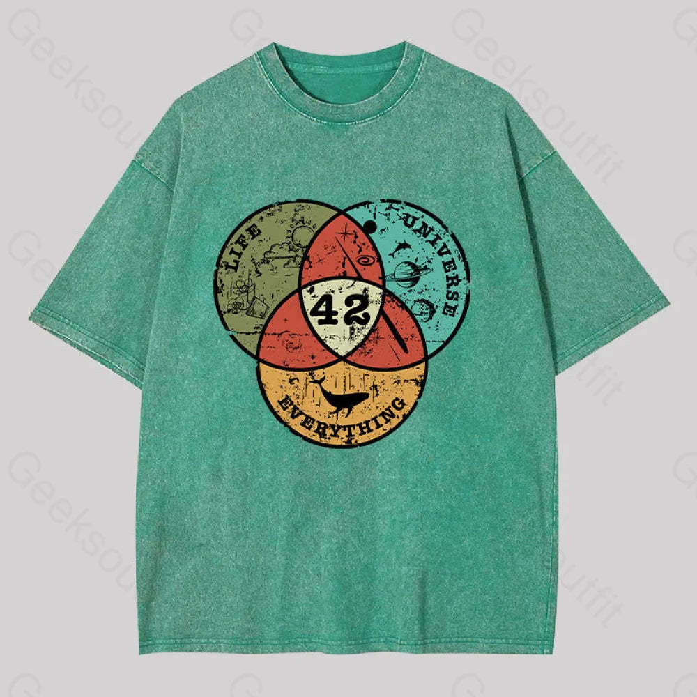 Life The Universe & Everything Washed T-Shirt Grass Green / S