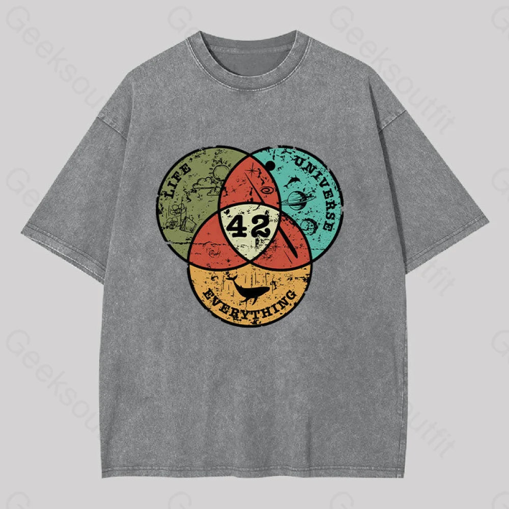 Life The Universe & Everything Washed T-Shirt Grey / S