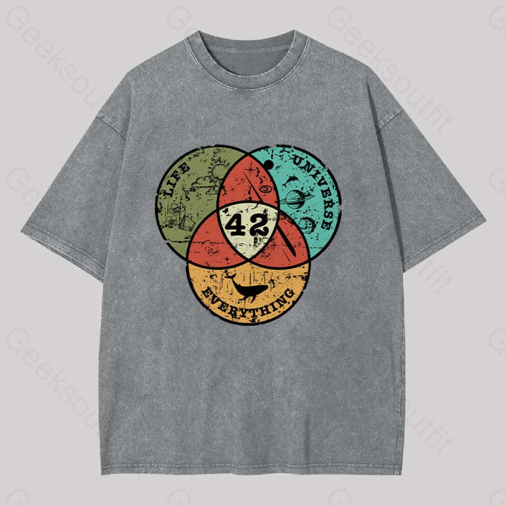 Life The Universe & Everything Washed T-Shirt Grey / S