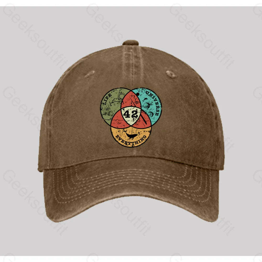 Life The Universe & Everything Washed Vintage Baseball Cap Natural