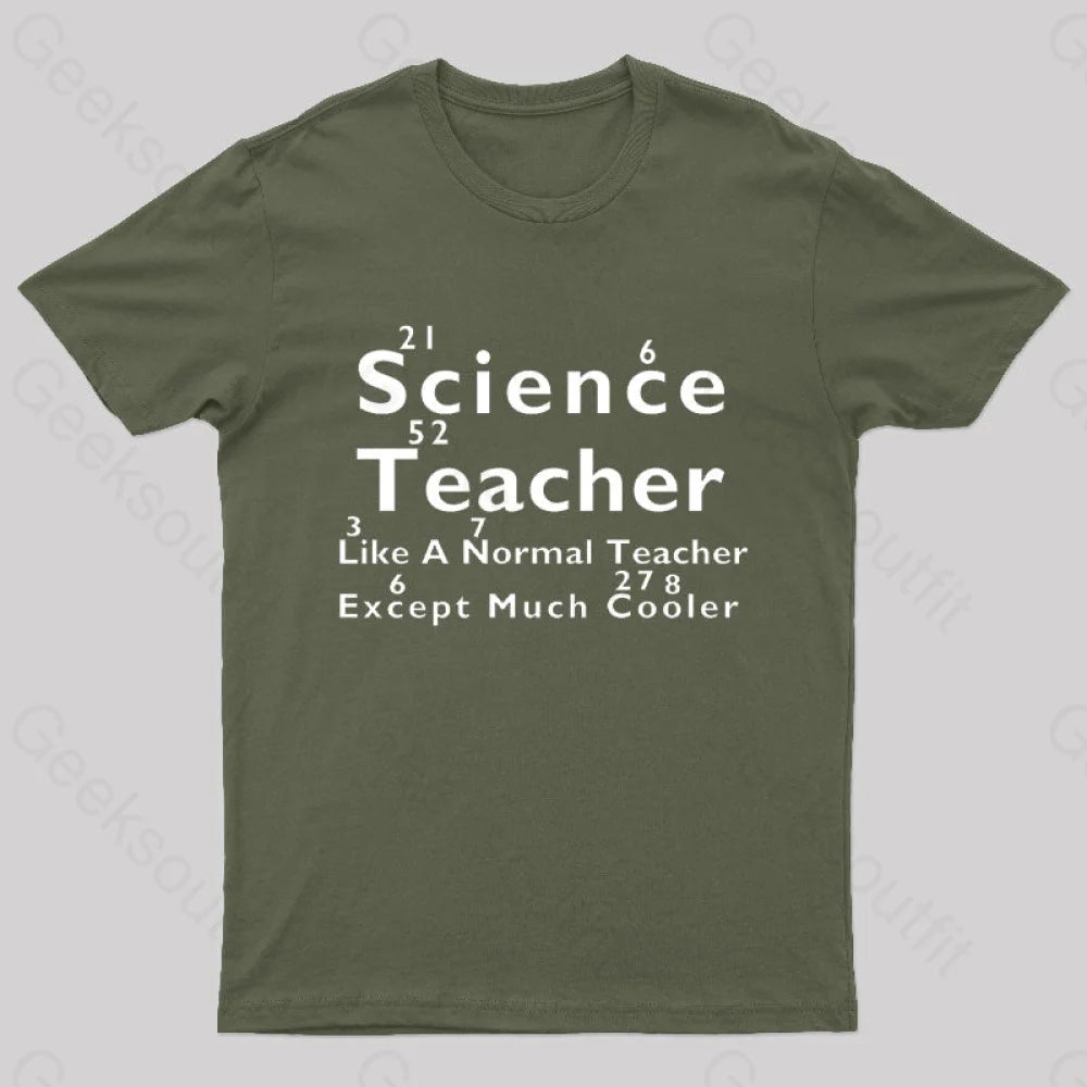 Like A Normal Teacher Except Much Cooler Nerd T-Shirt Army Green / S