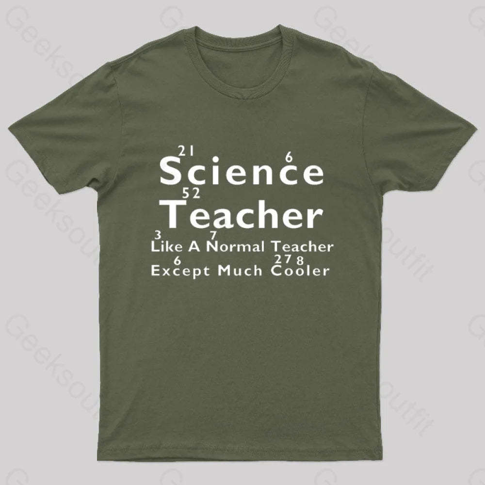 Like A Normal Teacher Except Much Cooler Nerd T-Shirt Army Green / S