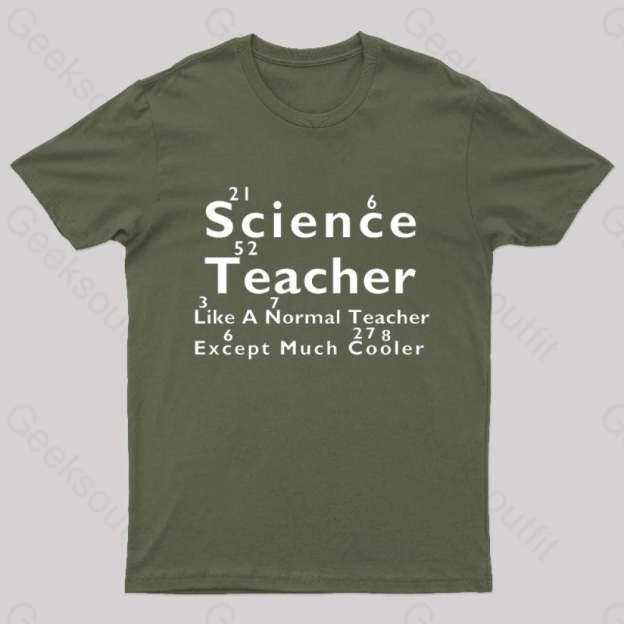 Like A Normal Teacher Except Much Cooler Nerd T-Shirt Army Green / S