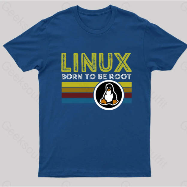 Linux Born To Be Root Geek T-Shirt Navy / S