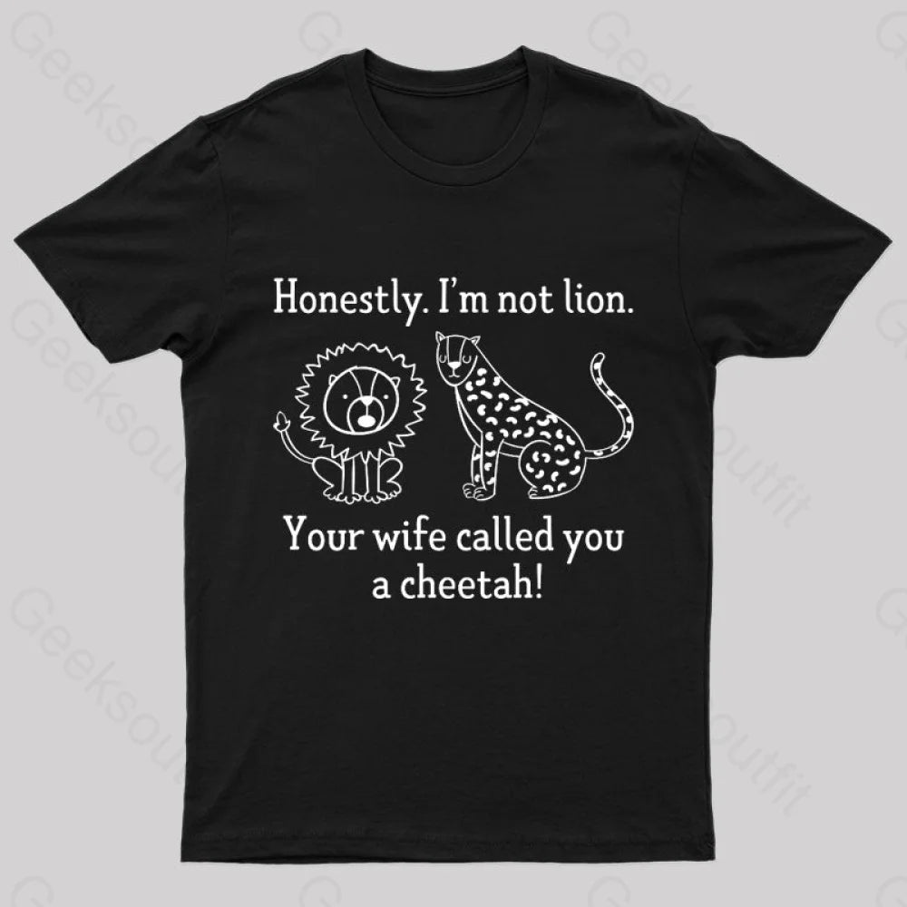 Lion Cheetah Geek T-Shirt Black / S