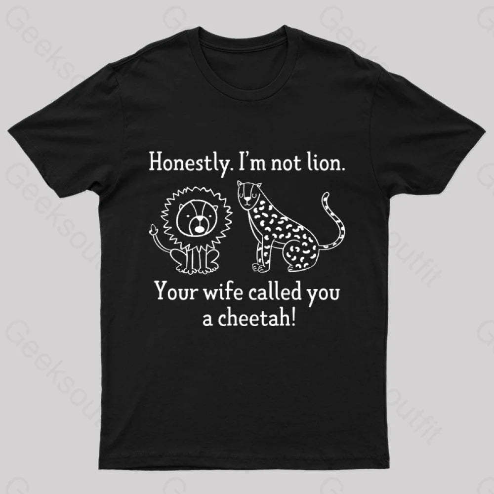 Lion Cheetah Geek T-Shirt Black / S