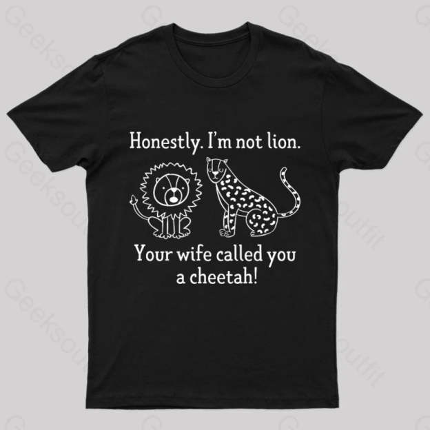 Lion Cheetah Geek T-Shirt Black / S
