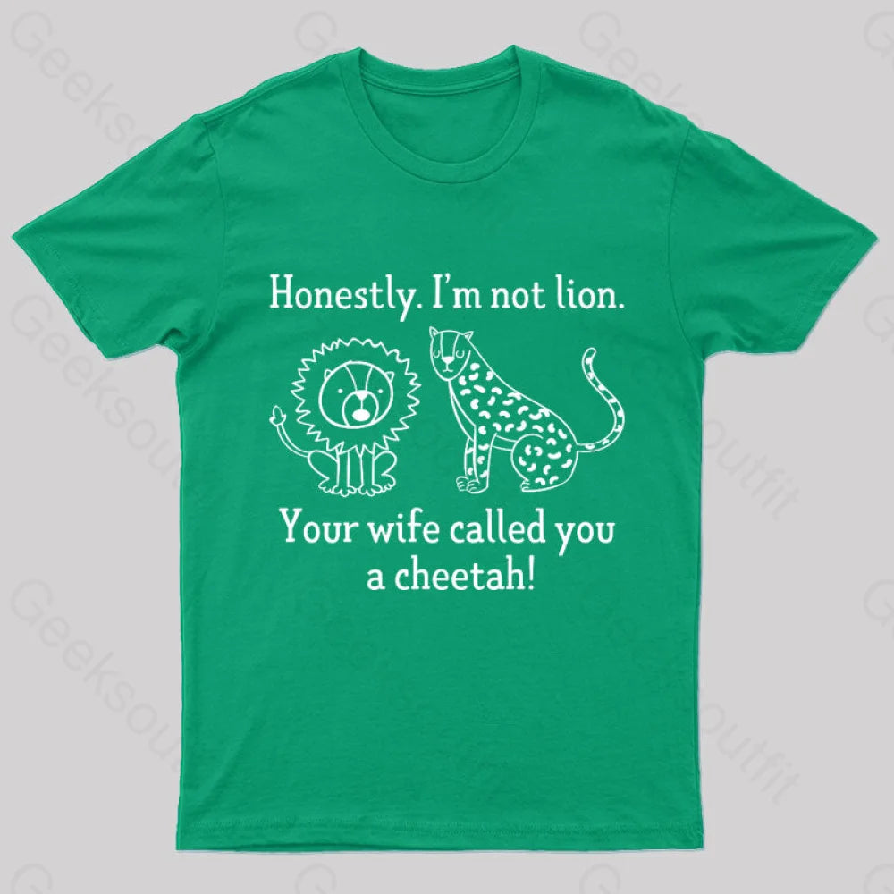 Lion Cheetah Geek T-Shirt Green / S