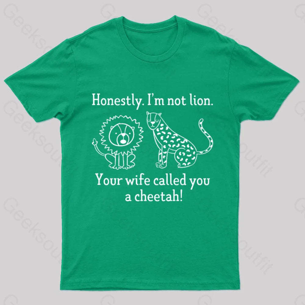 Lion Cheetah Geek T-Shirt Green / S