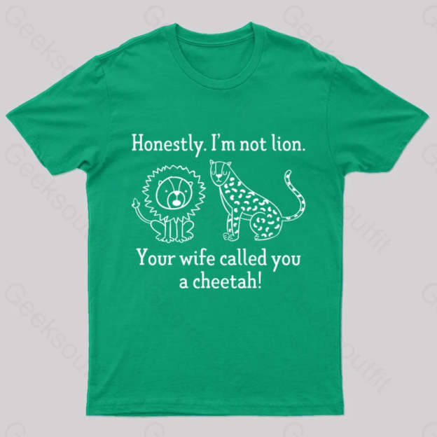 Lion Cheetah Geek T-Shirt Green / S