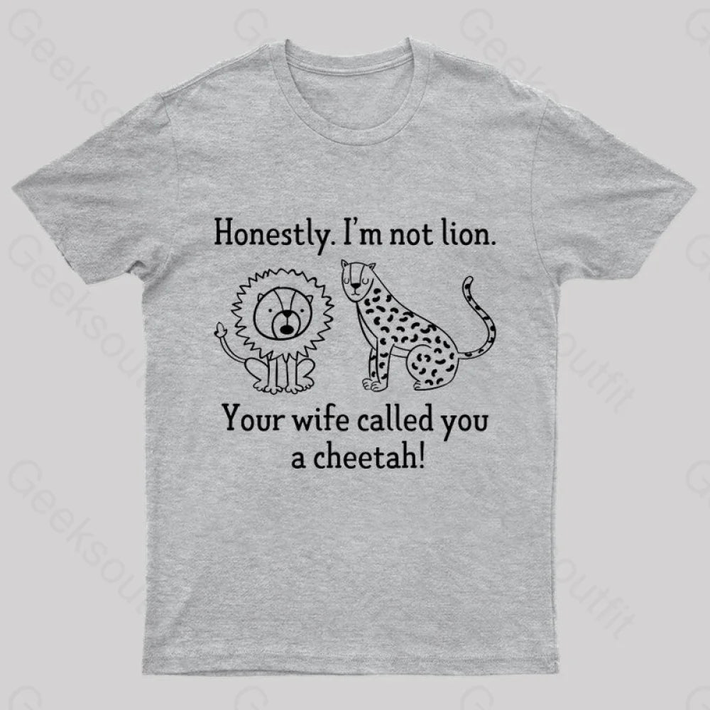 Lion Cheetah Geek T-Shirt Grey / S