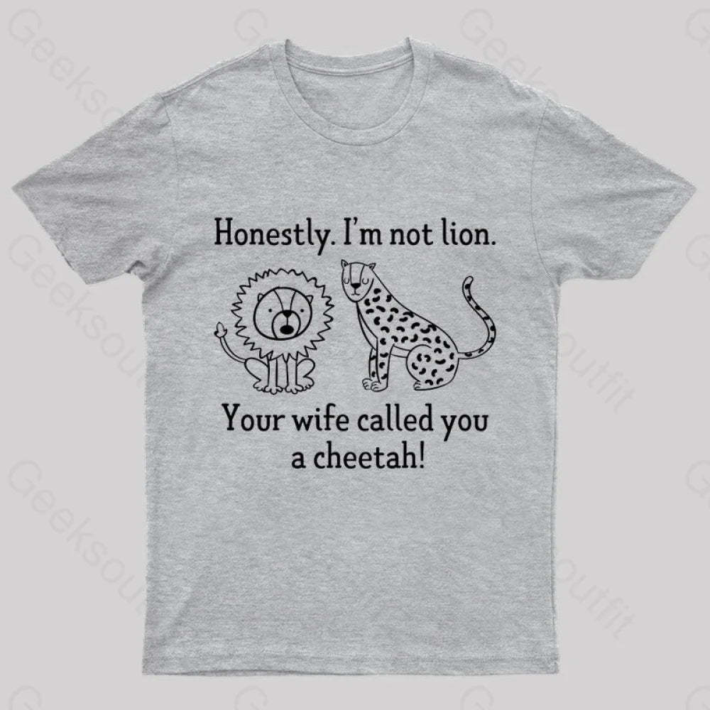 Lion Cheetah Geek T-Shirt Grey / S