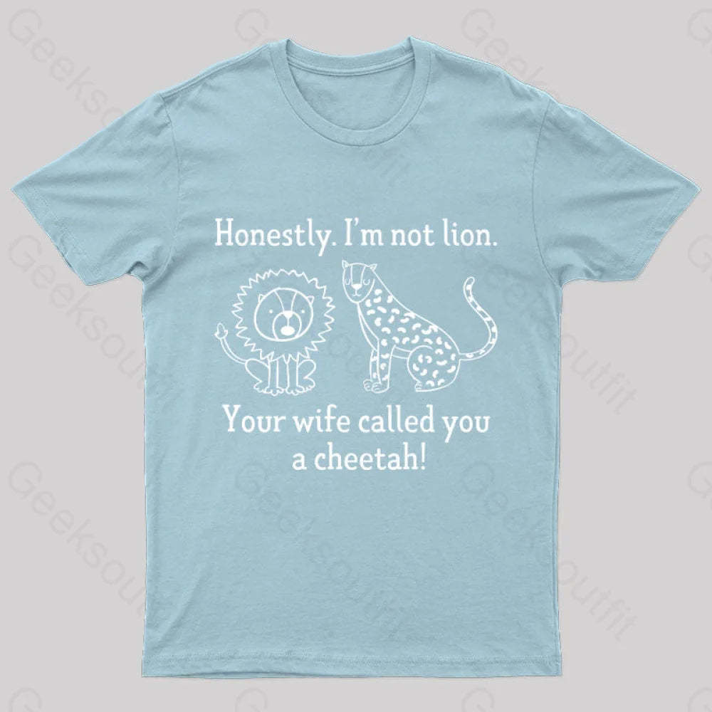 Lion Cheetah Geek T-Shirt Light Blue / S