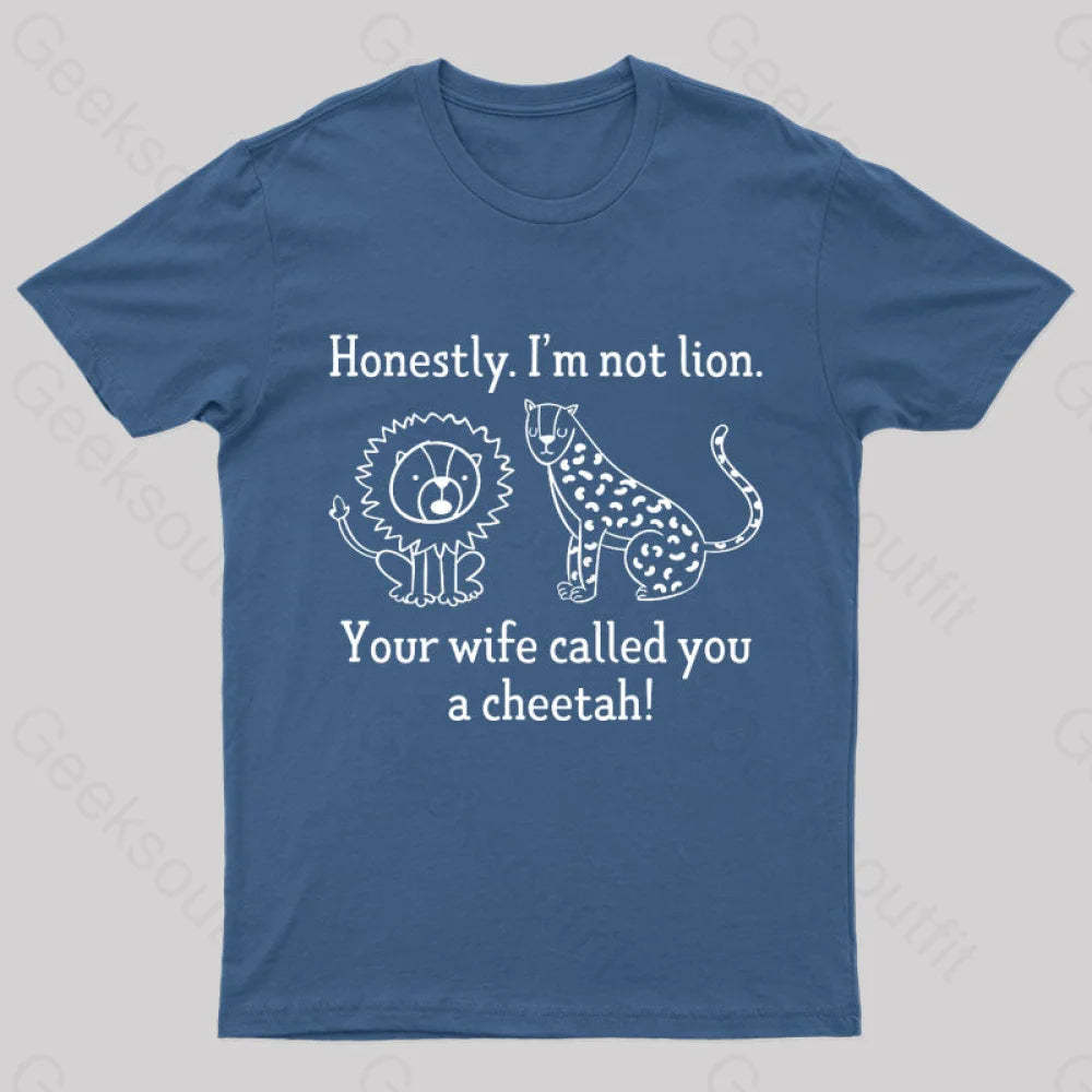 Lion Cheetah Geek T-Shirt Navy / S