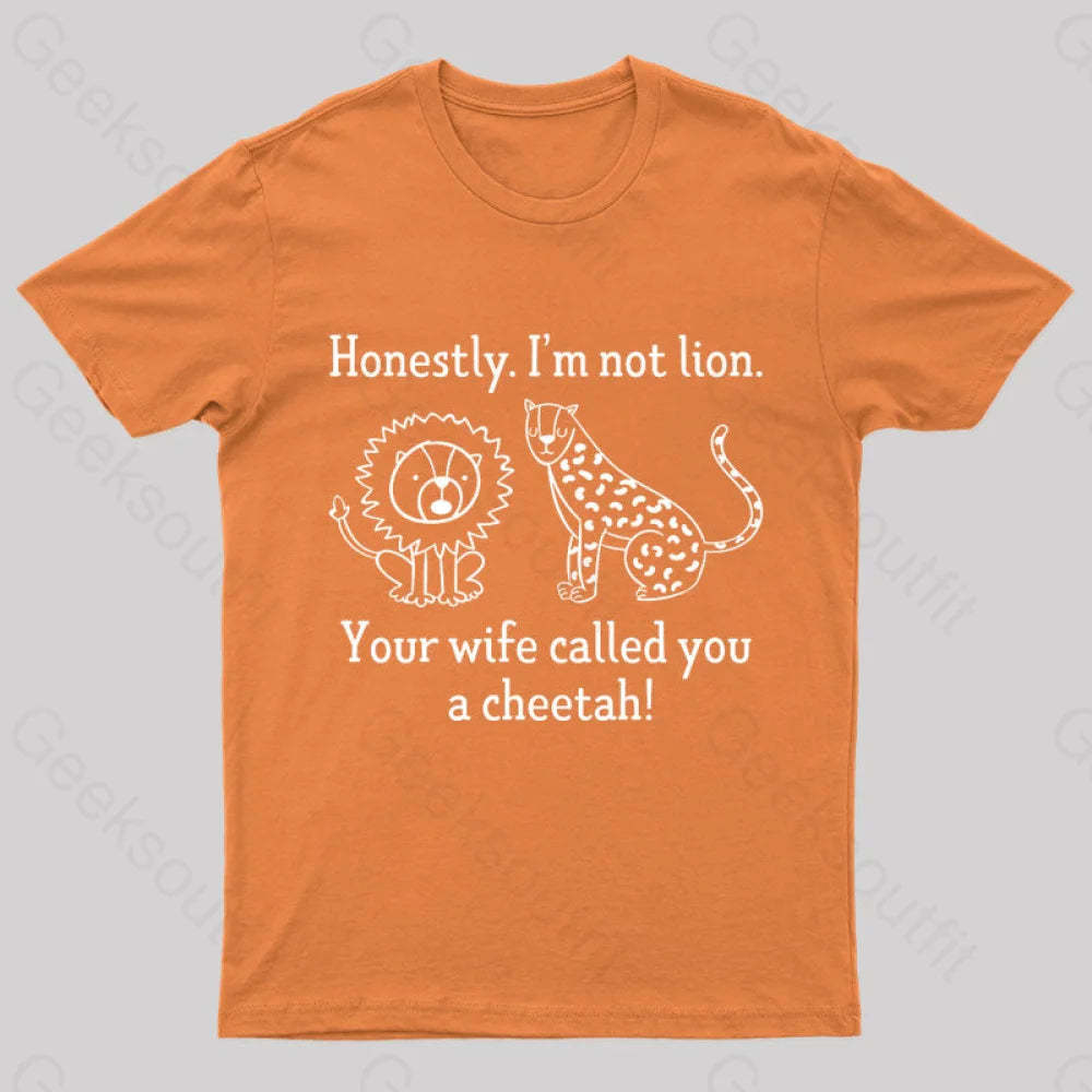 Lion Cheetah Geek T-Shirt Orange / S