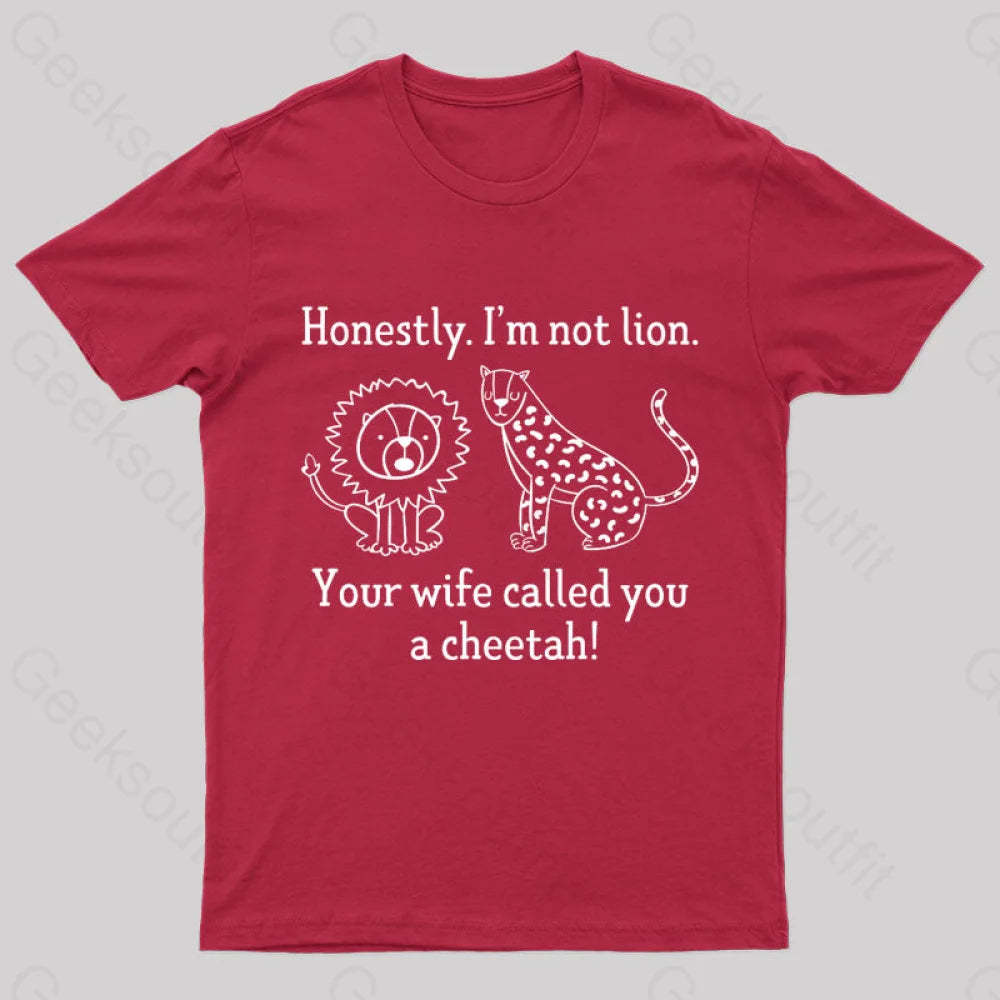 Lion Cheetah Geek T-Shirt Red / S