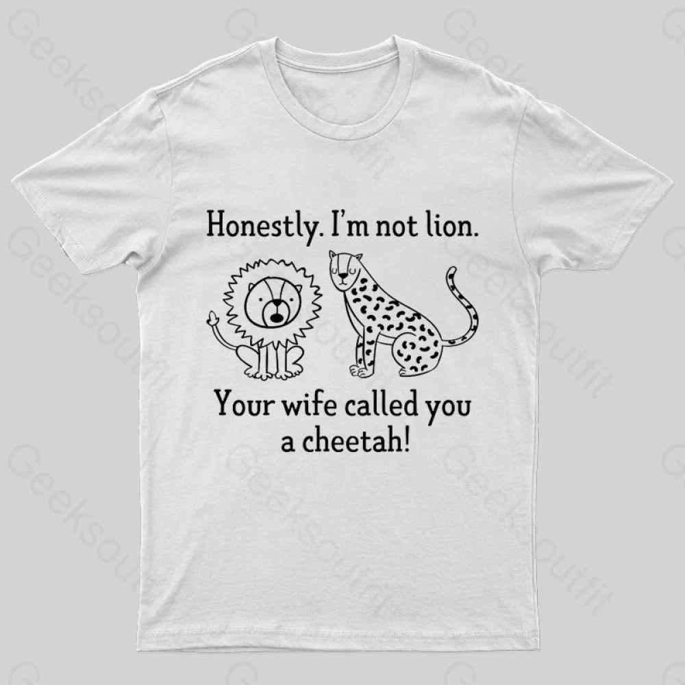 Lion Cheetah Geek T-Shirt White / S