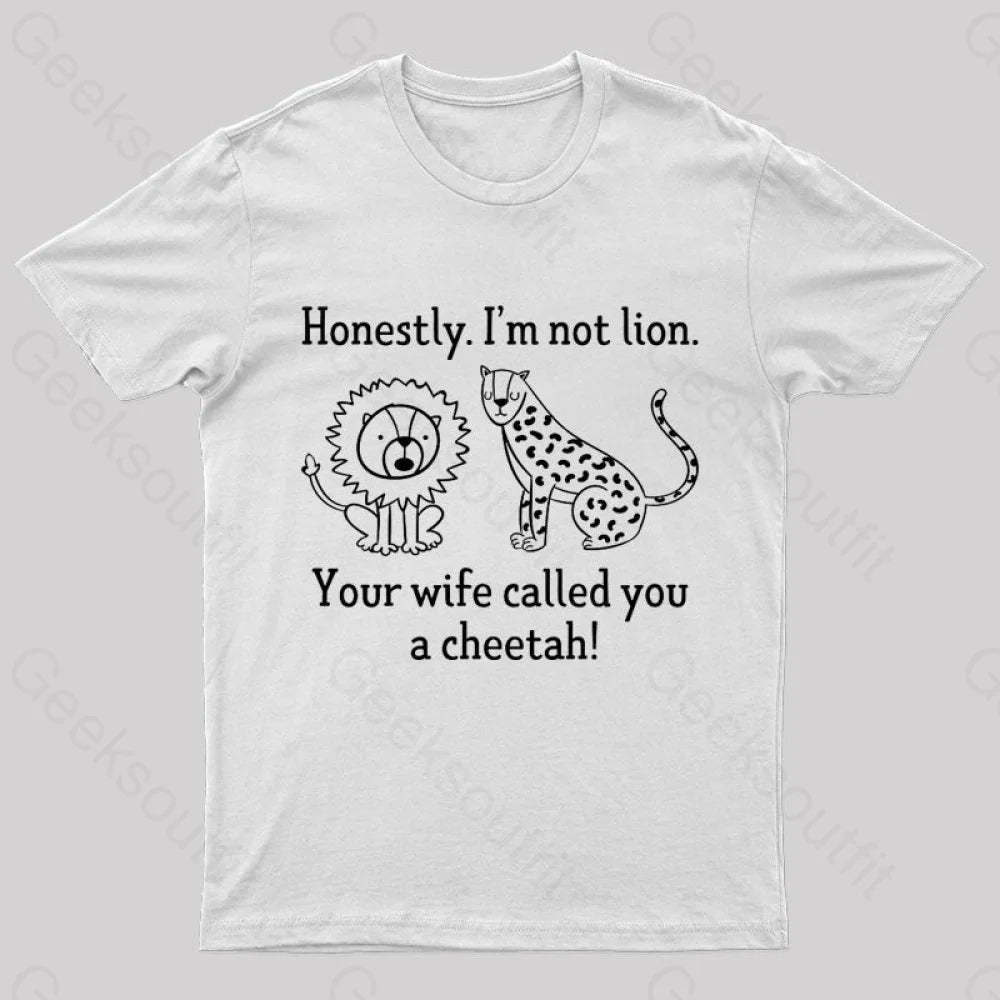 Lion Cheetah Geek T-Shirt White / S