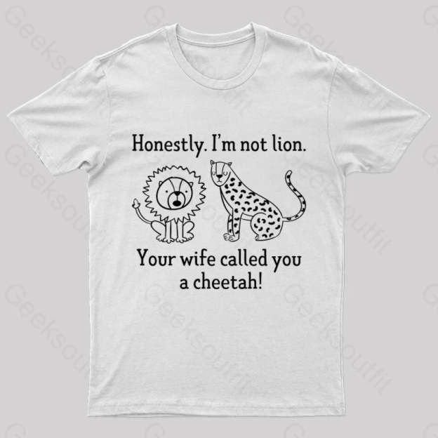 Lion Cheetah Geek T-Shirt White / S