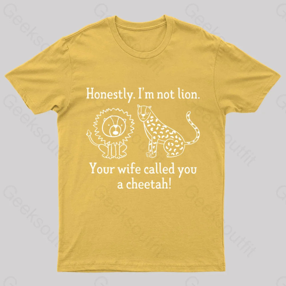 Lion Cheetah Geek T-Shirt Yellow / S