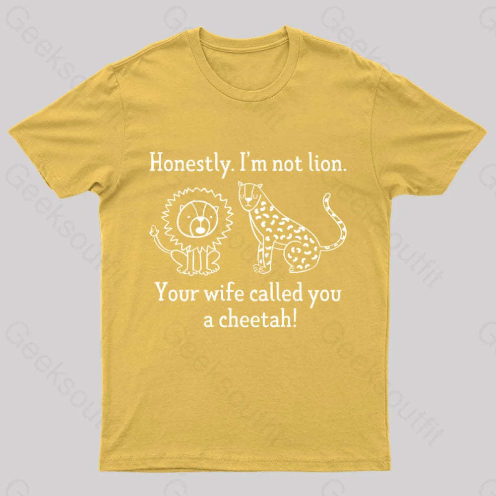 Lion Cheetah Geek T-Shirt Yellow / S