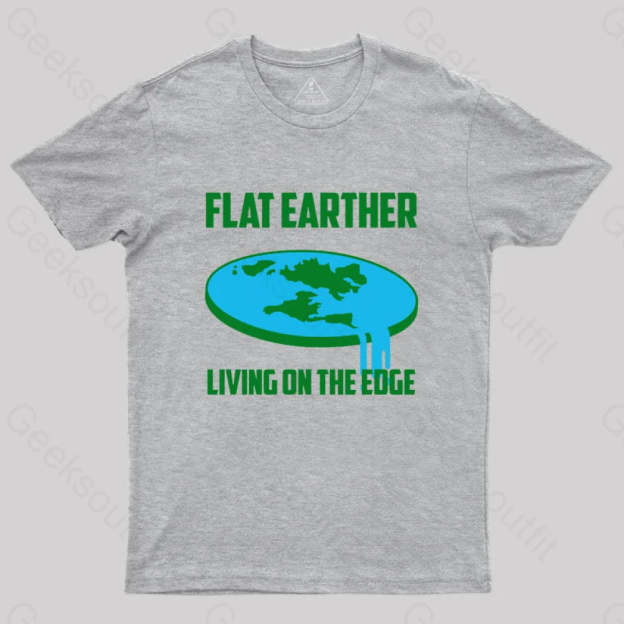 Living On The Edge: Flat Earth T-Shirt Grey / S