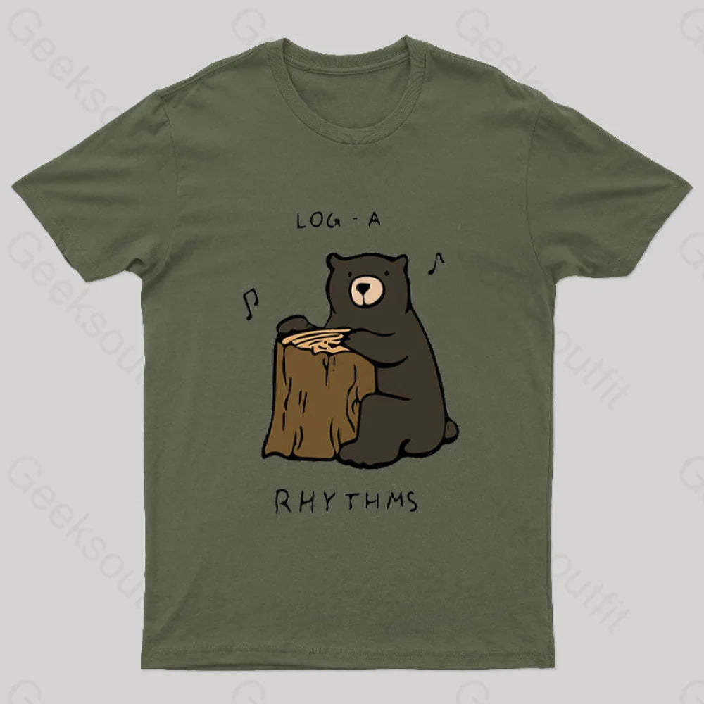 Log A Rhythms Nerd T-Shirt Army Green / S