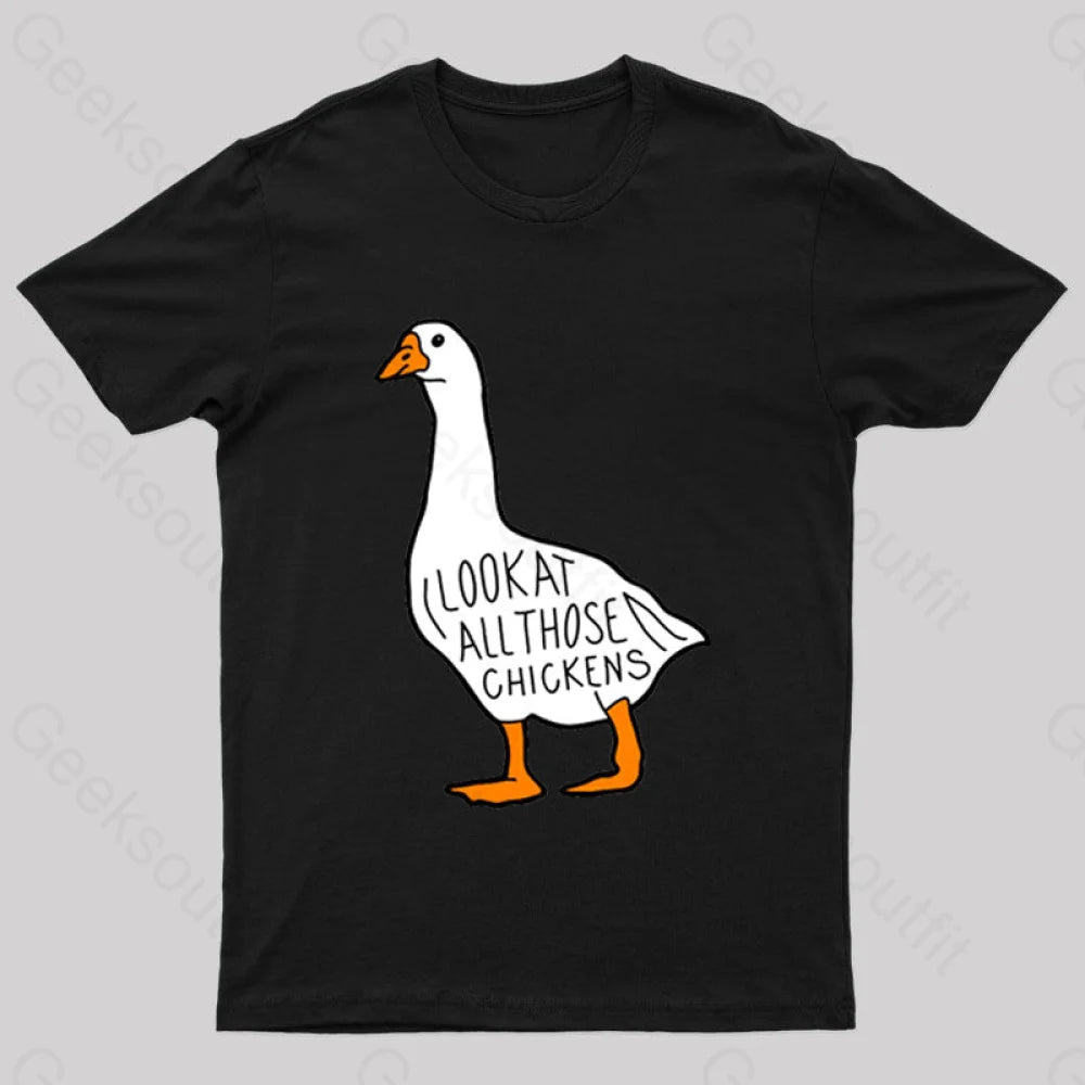 Look At All Those Chickens Nerd T-Shirt Black / S