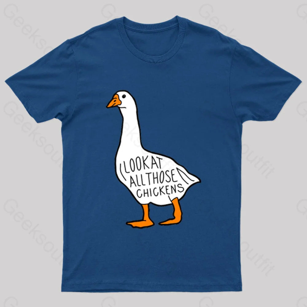 Look At All Those Chickens Nerd T-Shirt Navy / S