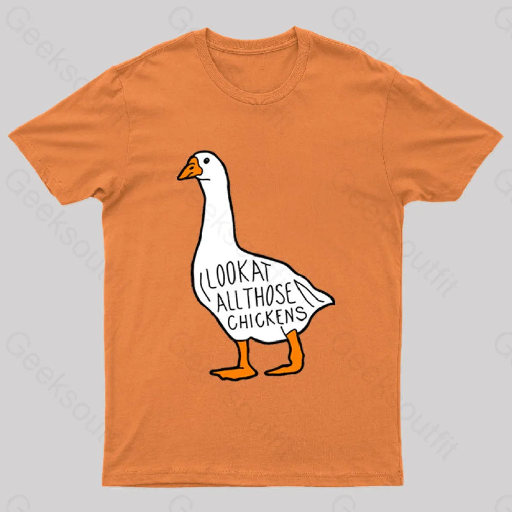 Look At All Those Chickens Nerd T-Shirt Orange / S
