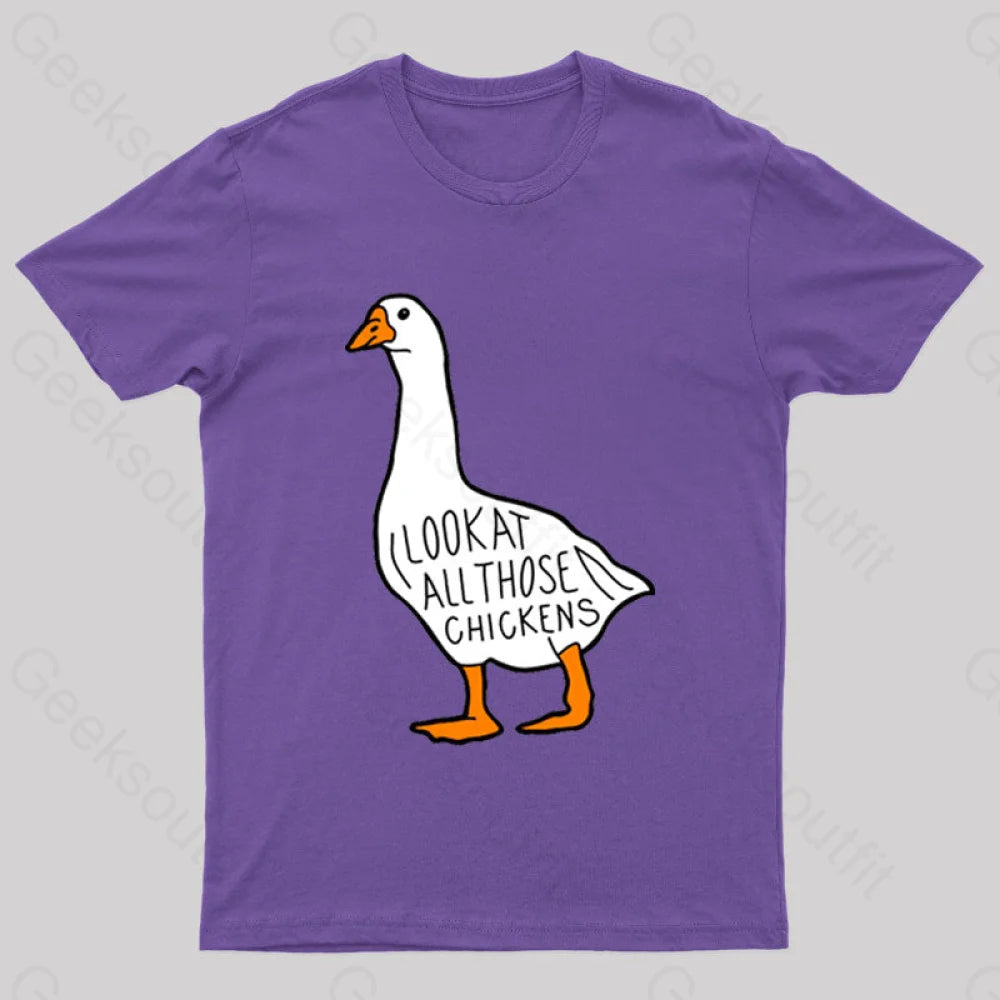 Look At All Those Chickens Nerd T-Shirt Purple / S
