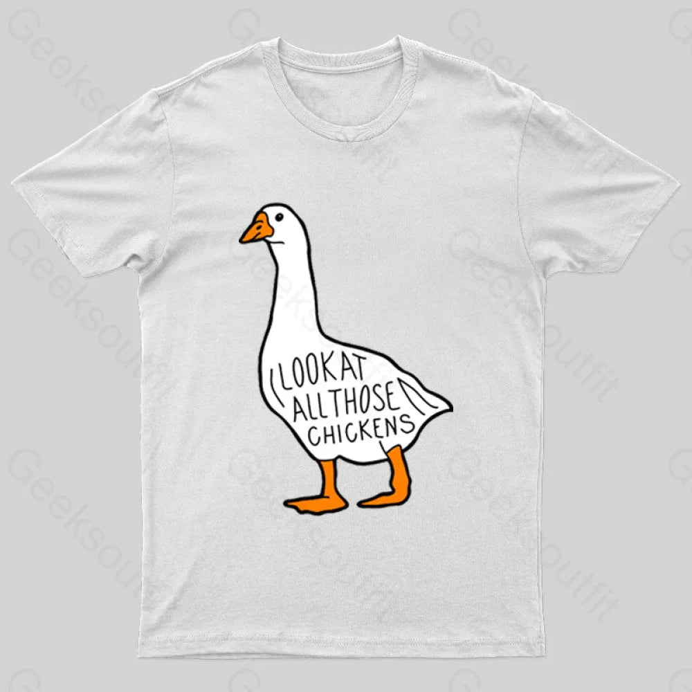 Look At All Those Chickens Nerd T-Shirt White / S